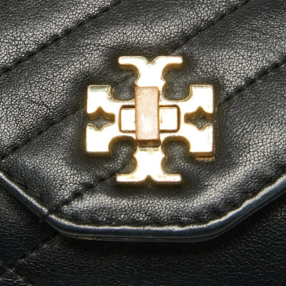 Authentic Tory Burch Black Leather Kira Envelope Flap Chain Bag